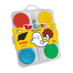 TOY COLOR ΝΕΡΟΧΡΩΜΑΤΑ ΜΕ ΠΙΝΕΛΟ 3+ ΠΛΑΣΤΙΚΟ BLISTER 6 ΧΡΩΜΑΤΑ Φ55mm CLASSIC